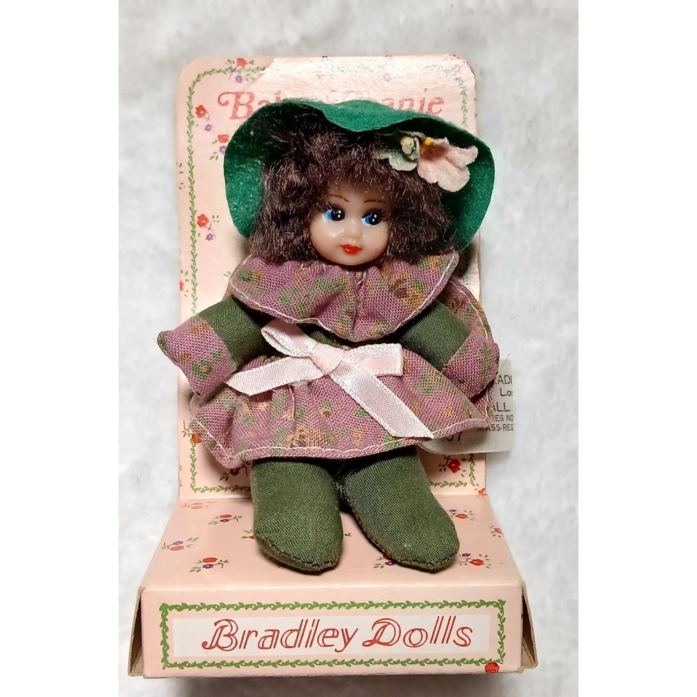 Vintage Bradley Doll "Baby Beanie" Doll – Green & Pink Floral – Original